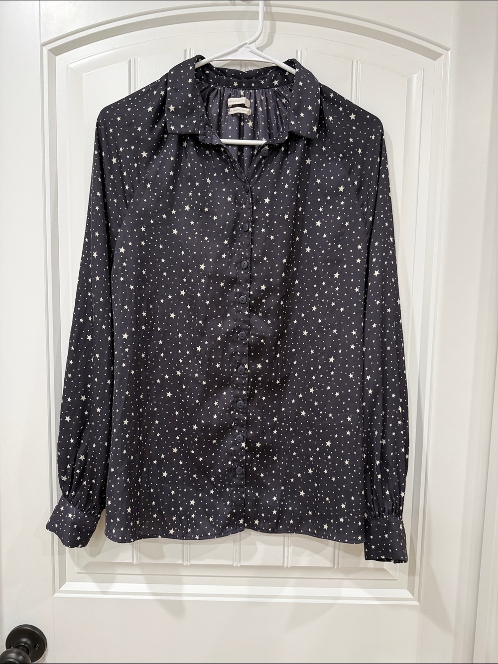 EUC Urban Outfitters Black Button-Down Shirt with White Star Print
